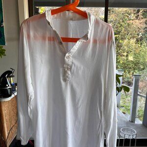 White Linen Blend Kurta / Tunic with Churidar Pants -  Boys Size 8